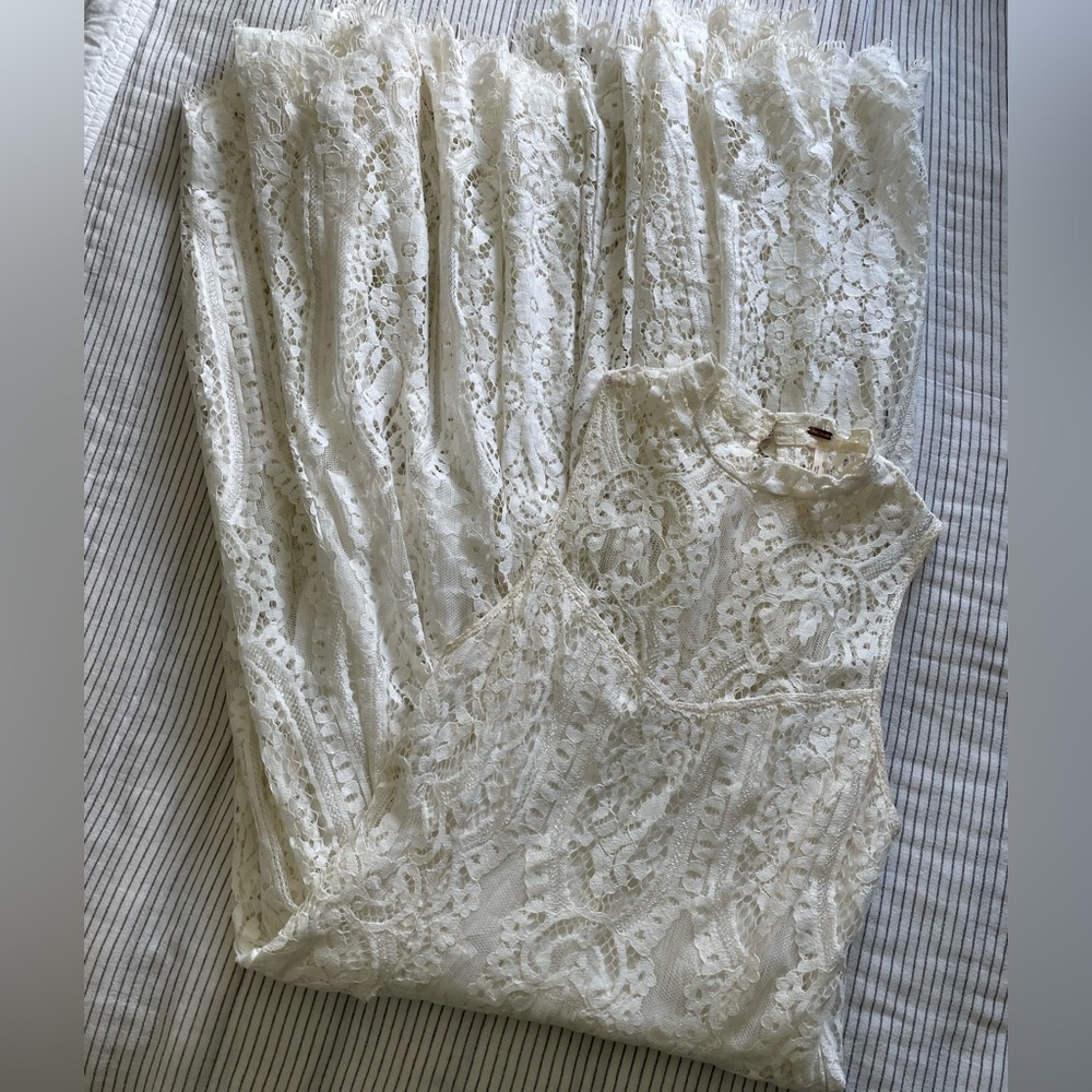 Free People Lace Maxi Dress in Off White